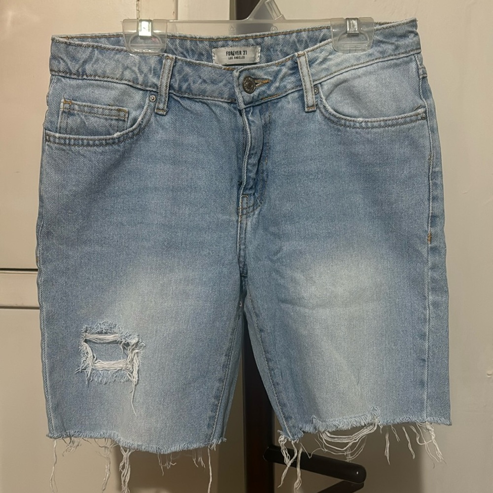 f21 blue denim shorts